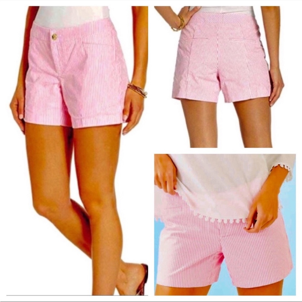 Lilly Pulitzer Kelly Seersucker Pink Tropics Seersucker Shorts 14